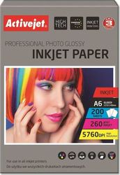 ACTIVEJET AP6-260GR200 GLOSSY PHOTO PAPER 10X15 A6 200PC