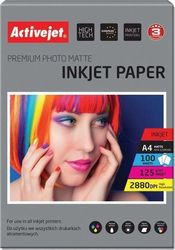 ACTIVEJET AP4-125M100 MATT PHOTO PAPER FOR ΜΕΛΑΝΙ PRINTERS A4 100 PCS