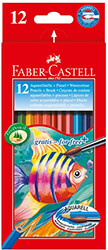 FABER-CASTELL WATERCOLOR PENCILS 12 COLORS + BRUSH φωτογραφία