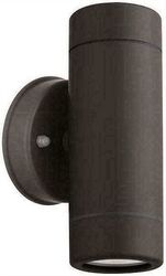 EUROLAMP ΑΠΛΙΚΑ ΤΟΙΧΟΥ UP-DOWN ΣΤΡΟΓΓΥΛΗ ΠΛΑΣΤΙΚΗ IP65 GU10 ΜΑΥΡΟ 145-82055