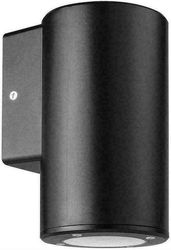 EUROLAMP ΑΠΛΙΚΑ ΤΟΙΧΟΥ ΜΟΝΗ ΣΤΡΟΓΓΥΛΗ DOWN ΠΛΑΣΤΙΚΗ GU10 ΜΑΥΡΗ 145-82011