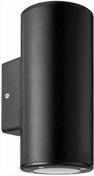 EUROLAMP ΑΠΛΙΚΑ ΤΟΙΧΟΥ ΜΟΝΗ ΣΤΡΟΓΓΥΛΗ UP-DOWN ΠΛΑΣΤΙΚΗ GU10 ΜΑΥΡΗ 145-82015
