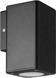 EUROLAMP ΑΠΛΙΚΑ ΤΟΙΧΟΥ ΜΟΝΗ ΤΕΤΡΑΓΩΝΗ DOWN ΠΛΑΣΤΙΚΗ GU10 ΜΑΥΡΗ 145-82001