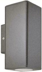 EUROLAMP ΑΠΛΙΚΑ ΤΟΙΧΟΥ ΜΟΝΗ ΤΕΤΡΑΓΩΝΗ UP-DOWN ΠΛΑΣΤΙΚΗ GU10 ΓΚΡΙ 145-82007