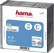 HAMA 51275 SLIM CD JEWEL CASE, PACK OF 10, TRANSPARENT/BLACK