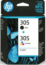 HP ΜΕΛΑΝΙ INKJET 305 2-PACK BLACK/COLOR ΜΕ OEM:6ZD17AE