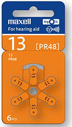 MAXELL MAXELL ZINK AIR BATTERY ZA13 6PCS. BUTTON FOR HEARING AIDS