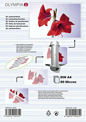 OLYMPIA OLYMPIA 9181 ΦΥΛΛΑ ΠΛΑΣΤΙΚΟΠΟΙΗΣΗΣ ΓΙΑ Α4 ΣΕ ΚΟΥΤΙ 80 MICRONS 25 ΤΜΧ