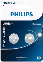 PHILIPS CR2025P2/01GRS ΜΠΑΤΑΡΙΑ ΛΙΘΙΟΥ BLISTER 2ΤΕΜ. 150MAH 3V