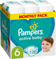 PAMPERS ΠΑΝΕΣ PAMPERS ACTIVE BABY NO6 (XL 13-18KG) 128TMX MONTHLY PACK