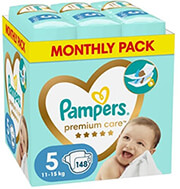 PAMPERS ΠΑΝΕΣ PAMPERS PREMIUM CARE NO5 (11-16KG) 148 TMX MONTHLY PACK