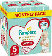 PAMPERS ΠΑΝΕΣ PAMPERS PREMIUM PANTS NO5 (12-17KG) 102TMX MONTHLY PACK