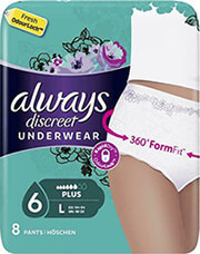 ALWAYS ΣΕΡΒΙΕΤΕΣ ΑΚΡΑΤΕΙΑΣ ALWAYS DISCREET PANTS LARGE 8ΤΜΧ 83748275