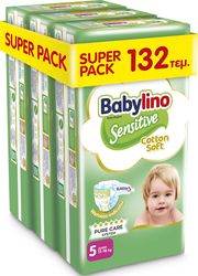 BABYLINO ΠΑΝΕΣ BABYLINO SENSITIVE COTTON SOFT SUPER PACK N5 11-16KG/ 132ΤΕΜ