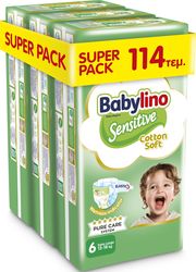 ΠΑΝΕΣ BABYLINO SENSITIVE COTTON SOFT ECONOMY NO6 13-18KG/38ΤΕΜ. 3ΤΜΧ