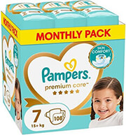 PAMPERS ΠΑΝΕΣ PAMPERS PREMIUM CARE NO7 (15+KG) 108 TMX MONTHLY PACK