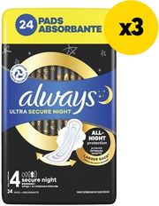 ALWAYS ΣΕΡΒΙΕΤΕΣ ALWAYS ULTRA SECURE NIGHT GP 72ΤΜΧ (3Χ24ΤΜΧ)