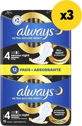ALWAYS ΣΕΡΒΙΕΤΕΣ ALWAYS ULTRA SECURE NIGHT VALUE PACK 36ΤΜΧ(3X12ΤΜΧ)