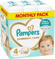 ΠΑΝΕΣ PAMPERS PREMIUM CARE NO4 (9-14KG) 188 TMX MONTHLY PACK