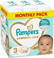 ΠΑΝΕΣ PAMPERS PREMIUM CARE NO3 (6-10KG) 216 TMX MONTHLY PACK