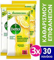 DETTOL DETTOL ΑΝΤΙΒΑΚΤΗΡΙΔΙΑΚΑ ΜΑΝΤΗΛΑΚΙΑ ΚΑΘΑΡΙΣΜΟΥ ΕΠΙΦΑΝΕΙΩΝ CITRUS 30S 3ΤΜΧ
