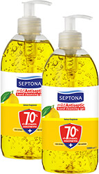 ΑΝΤΙΣΗΠΤΙΚΟ SEPTONA MILD GEL 1000ML ΛΕΜΟΝΙ 70% ΟΙΝΟΠΝΕΥΜΑ 2 ΤΜΧ