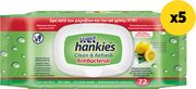 HANKIES ΑΝΤΙΒΑΚΤΗΡΙΔΙΑΚΑ ΜΑΝΤΗΛΙΑ HANKIES THICK LEMON FRESH 72ΤΕΜ 5 ΤΜΧ