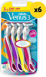 GILLETTE ΞΥΡΑΦΑΚΙΑ GILLETTE VENUS3 COLOR ΜΙΑΣ ΧΡΗΣΗΣ 6X(3+1)