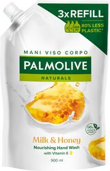 ΥΓΡΟ ΚΡΕΜΟΣΑΠΟΥΝΟ PALMOLIVE ΜΕΛΙ &amp; ΓΑΛΑ ΑΝΤΑΛΛΑΚΤΙΚΟ ΣΑΚΟΥΛΑΚΙ 900ML