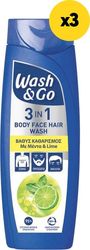 WASH ΑΦΡΟΛΟΥΤΡΟ&amp;ΣΑΜΠΟΥΑΝ W&amp;G MINT LIME 3IN1 1080ML (3X360ML)