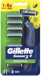 GILLETTE ΞΥΡΑΦΑΚΙΑ GILLETTE SENSOR 3PLUS SENSITIVE (ΛΑΒΗ&amp; 8 ANTΑΛΛΑΚΤΙΚΑ)