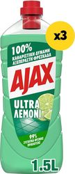AJAX ΥΓΡΟ ΚΑΘΑΡΙΣΤΙΚΟ AJAX ULTRA ΛΕΜΟΝΙ 4,50ΛΤ(3Χ1,50ΛΤ)