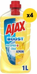 AJAX ΥΓΡΟ ΚΑΘΑΡΙΣΤΙΚΟ AJAX BOOST ΜΑΓΕΙΡΙΚΗ ΣΟΔΑ &amp; ΛΕΜΟΝΙ 4ΛΤ(4Χ1LT)