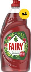 ΥΓΡΟ ΠΙΑΤΩΝ FAIRY CLEAN &amp; FRESH ΚΟΚΚΙΝΑ ΜΟΥΡΑ 4Χ900ML