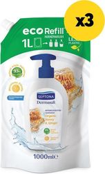 SEPTONA DERMASOFT ΚΡΕΜΟΣΑΠΟΥΝΟ HONEY &amp; GINGER 1000ML X3