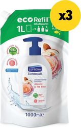 SEPTONA DERMASOFT ΚΡΕΜΟΣΑΠΟΥΝΟ ALMOND &amp; TEA ROSE 1000ML X3