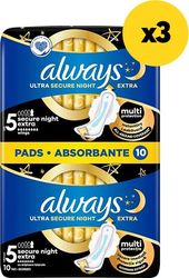 ALWAYS ΣΕΡΒΙΕΤΕΣ ALWAYS ULTRA SECUR NIGHT EXTRA DUO 30ΤΜΧ (3Χ10ΤΜΧ)