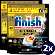 FINISH ΚΑΨΟΥΛΑ ULTIMATE PLUS ALL IN 1 LEMON 2Χ48 ΚΑΨ.