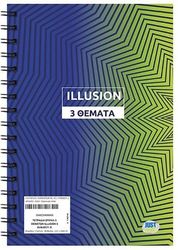 JUSTNOTE ΤΕΤΡΑΔΙΟ ΣΠΙΡΑΛ 3 ΘΕΜΑΤΩΝ ILLUSION 17X25CM JUSTNOTE 104304 ΠΡΑΣΙΝΟ