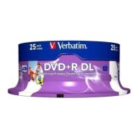 VERBATIM DVD+R DUAL LAYER 8X 8.5GB PRINTABLE CAKEBOX 25PCS