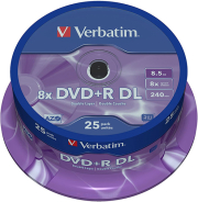 VERBATIM 43757 DVD+R 8.5GB X8 DUAL LAYER 25PCS