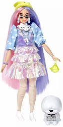 MATTEL BARBIE EXTRA: CURVY DOLL WITH SHIMMER LOOK AND PET PUPPY (GVR05)
