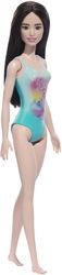 BARBIE: BEACH - BLACK HAIR DOLL WEARING TROPICAL BLUE SWIMSUIT