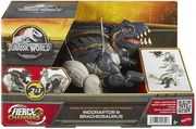 MATTEL JURASSIC WORLD FIERCE CHANGERS MASSIVE STRETCH - INDORAPTORE &amp; BRACHIOSAURUS