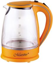 MAESTRO ΒΡΑΣΤΗΡΑΣ ΓΥΑΛΙΝΟΣ ΜΕ ΒΑΣΗ MAESTRO GLASS KETTLE CERAMIC 2000W 1.7L ORANGE MR-064
