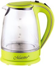 MAESTRO ΒΡΑΣΤΗΡΑΣ ΓΥΑΛΙΝΟΣ ΜΕ ΒΑΣΗ MAESTRO GLASS KETTLE CERAMIC 2000W 1.7L GREEN