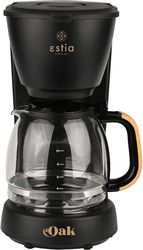ESTIA ΚΑΦΕΤΙΕΡΑ ΦΙΛΤΡΟΥ OAK ΠΛΑΣΤΙΚΗ 1000W ΜΕ ΓΥΑΛΙΝΗ ΚΑΝΑΤΑ 1.25LT ΜΑΥΡΗ 06-24673