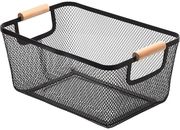 ESTIA ΚΑΛΑΘΙ ΟΡΓΑΝΩΣΗΣ ΜΕΤΑΛΛΙΚΟ ΜΕ ΞΥΛΙΝΕΣ ΛΑΒΕΣ 30X21X14CM ΜΑΥΡΟ 02-18658