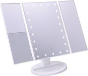 JOCCA JOCCA FOLDABLE MAKEUP MIRROR WITH LED LIGHT AND 1X/2X/3X MAGNIFICATION WHITE J-2722