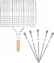 ΣΕΤ ΨΗΣΙΜΑΤΟΣ ESTIA ΣΧΑΡΑ ΜΕΤΑΛΛΙΚΗ 49X30CM &amp; ΣΟΥΒΛΑΚΙΑ BBQ ΑΝΟΞΕΙΔΩΤΑ 6ΤΜΧ